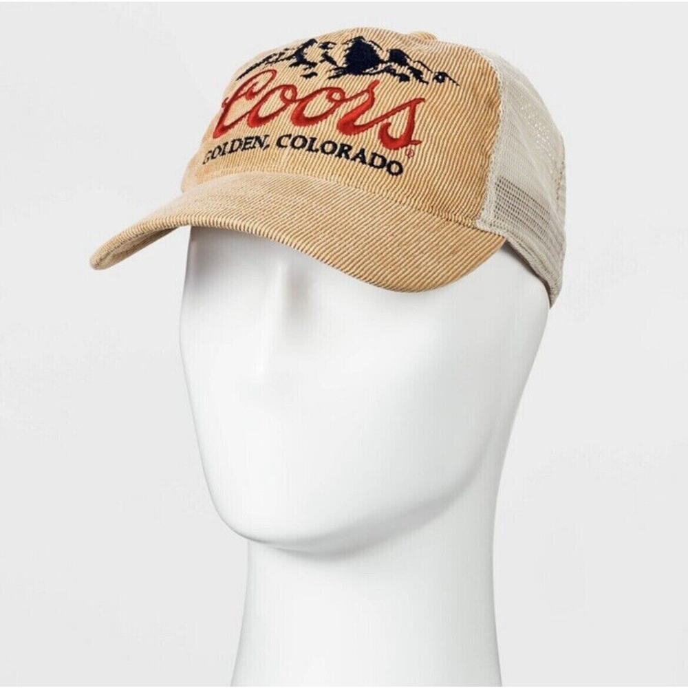 Coors Golden Colorado Adjustable Corduroy Trucker Baseball Cap Hat Tan